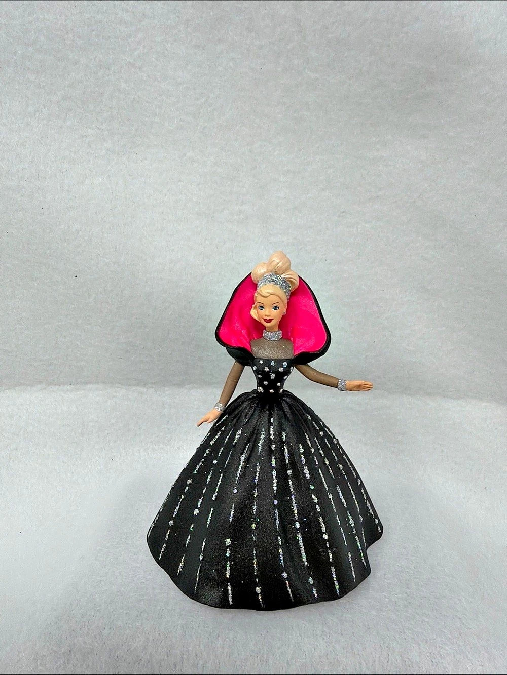 Hallmark 1998 Holiday Barbie Ornament Black & Pink